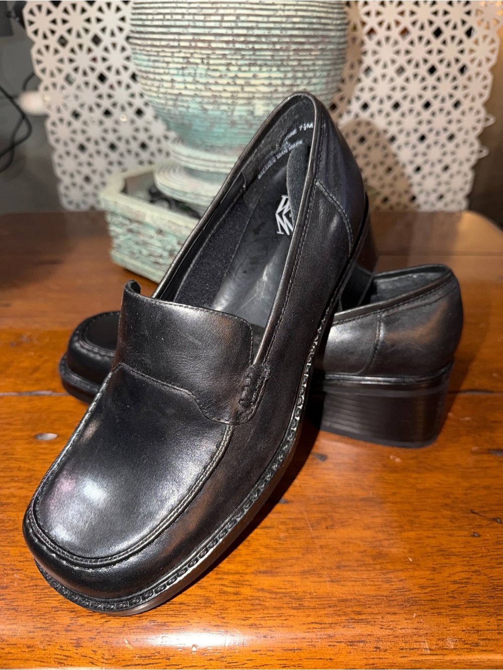 Black Leather Women’s Slip-On Loafers